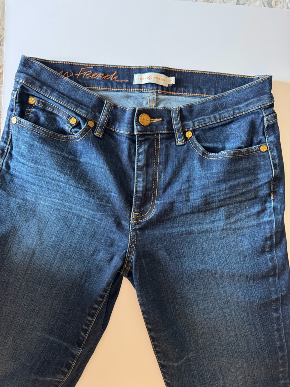 Tory Burch Pardon My French Dark Wash Denim Jeans Size 27